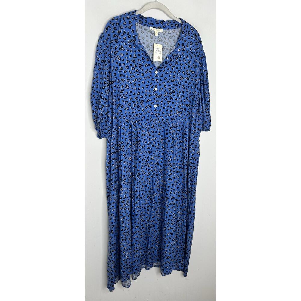Loralette Womens Plus Majesty Animal Print Blue Midi Dress Size 22/24 NEW - Picture 2 of 6